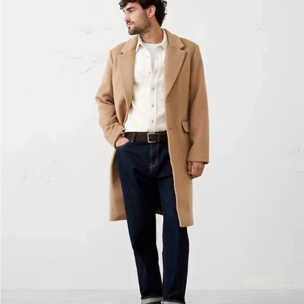 Mario Bellucci x Banana Republic Italian Wool Melton Topcoat Tan Men’s Size L